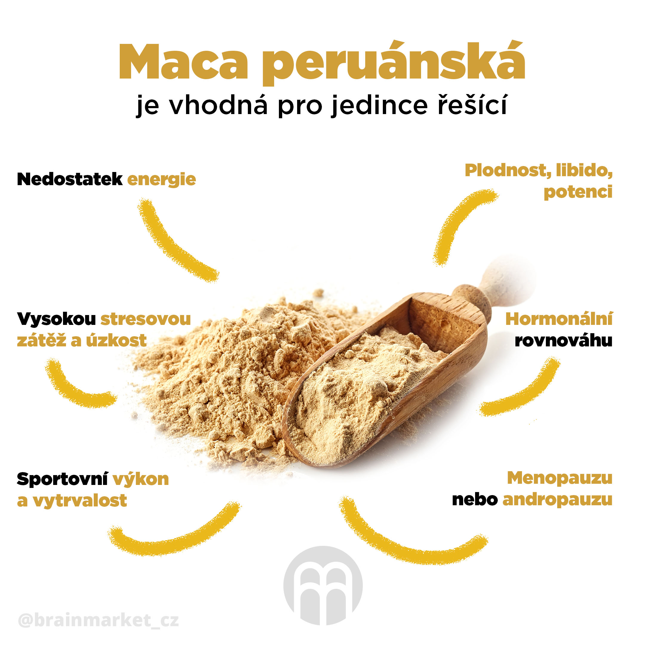 BrainMax Pure Maca, prášek | gelatinizovaná - BrainMarket.cz