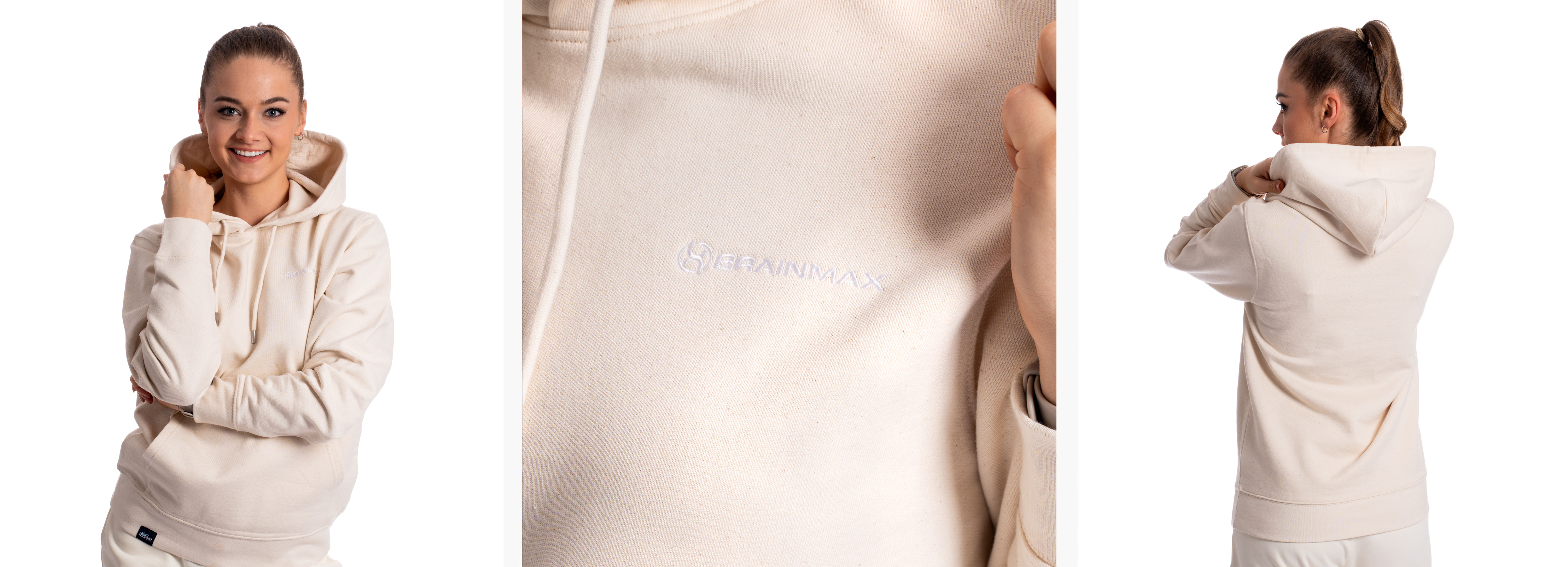 béžová mikina s kapucí