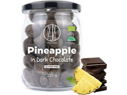 BrainMax Pure® Pineapple in Dark Chocolate, Lyofilizovaný ananas v hořké čokoládě, BIO, 225 g