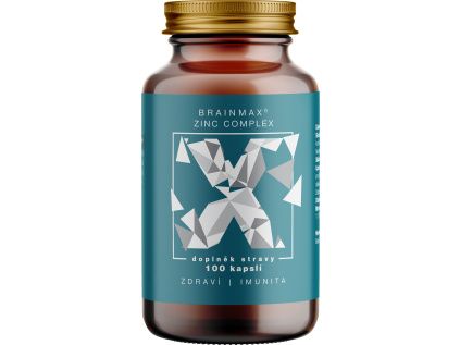 BrainMax Zinc Complex, Zinek, Selen, Měď a Kurkuma, 100 rostlinných kapslí