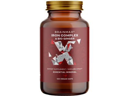 BrainMax Iron Complex, železo bisglycinát, 25 mg, 100 rostlinných kapslí