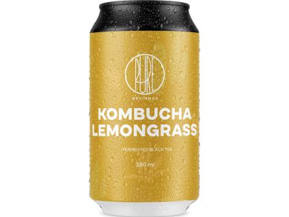 BrainMax Pure® Kombucha Lemongrass, Kombucha, citronová tráva, 330 ml