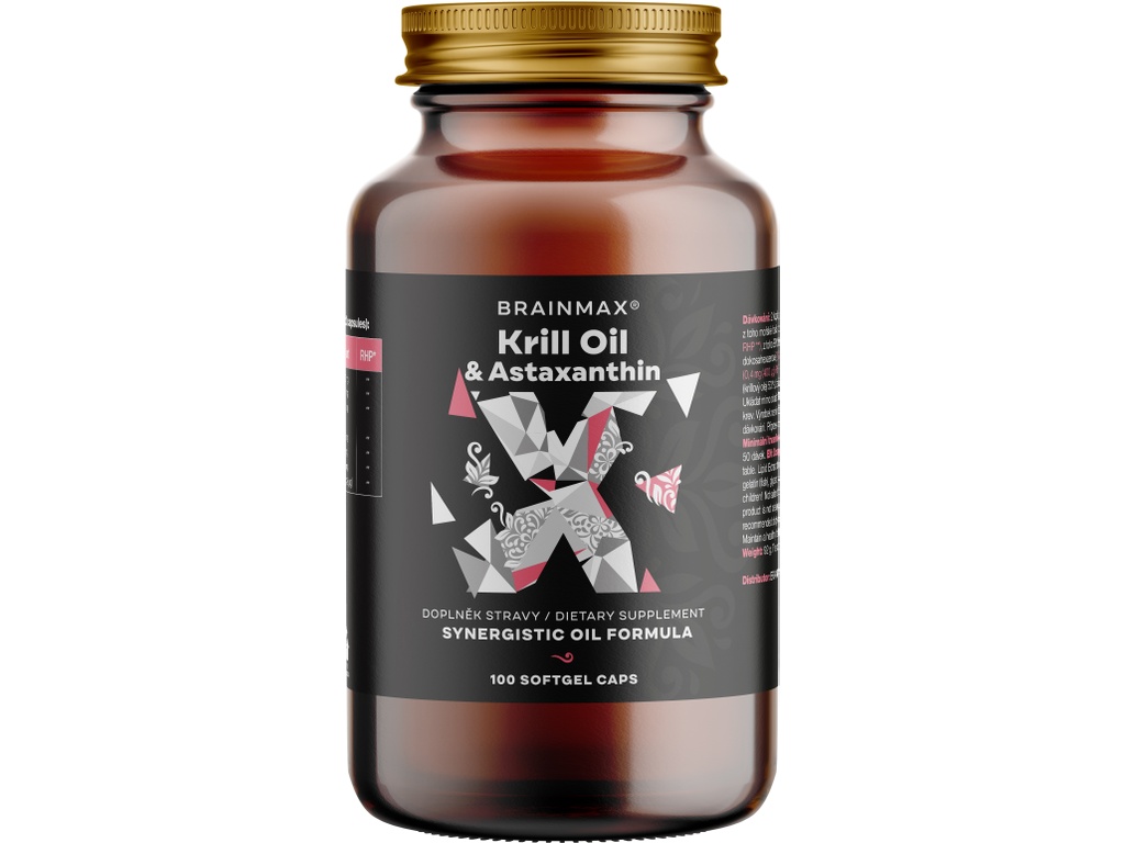BrainMax Krill Oil s astaxanthinem, 500 mg, 100 softgel kapslí