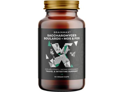 BrainMax Saccharomyces boulardii, Cestovní probiotika s MOS & FOS, 90 rostlinných kapslí