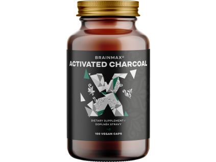 BrainMax Activated Charcoal, aktivní uhlí z kokosových skořápek, 575 mg, 100 rostlinných kapslí