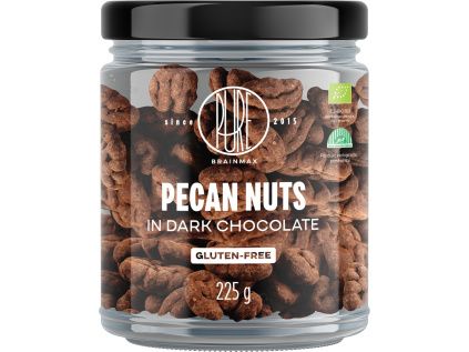 BrainMax Pure® Pecan Nuts in Dark Chocolate, Pekanové ořechy v hořké čokoládě, BIO, 225 g