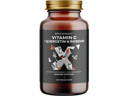 BrainMax Vitamin C & Quercetin, Rose Hip, 100 rostlinných kapslí
