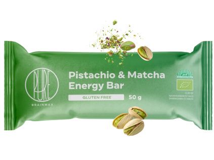 BrainMax Pure® Energy Bar, pistácie a matcha, BIO, 50 g