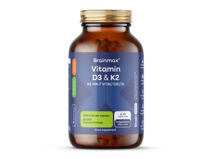 BrainMax Vitamin D3 & K2®, D3 4000 IU / K2 150 mcg, 50 rostlinných kapslí
