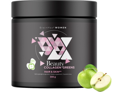 BrainMax Women Beauty Collagen Greens, Zelené jablko, 300 g