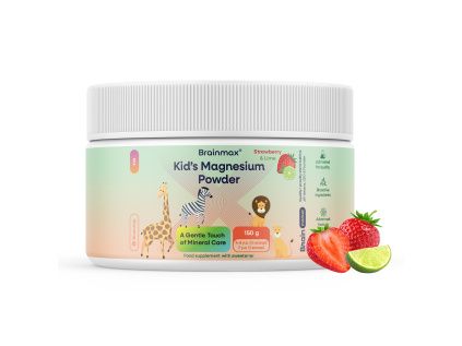 BrainMax® Kid’s Magnesium Powder, Strawberry & Lime, 150 g