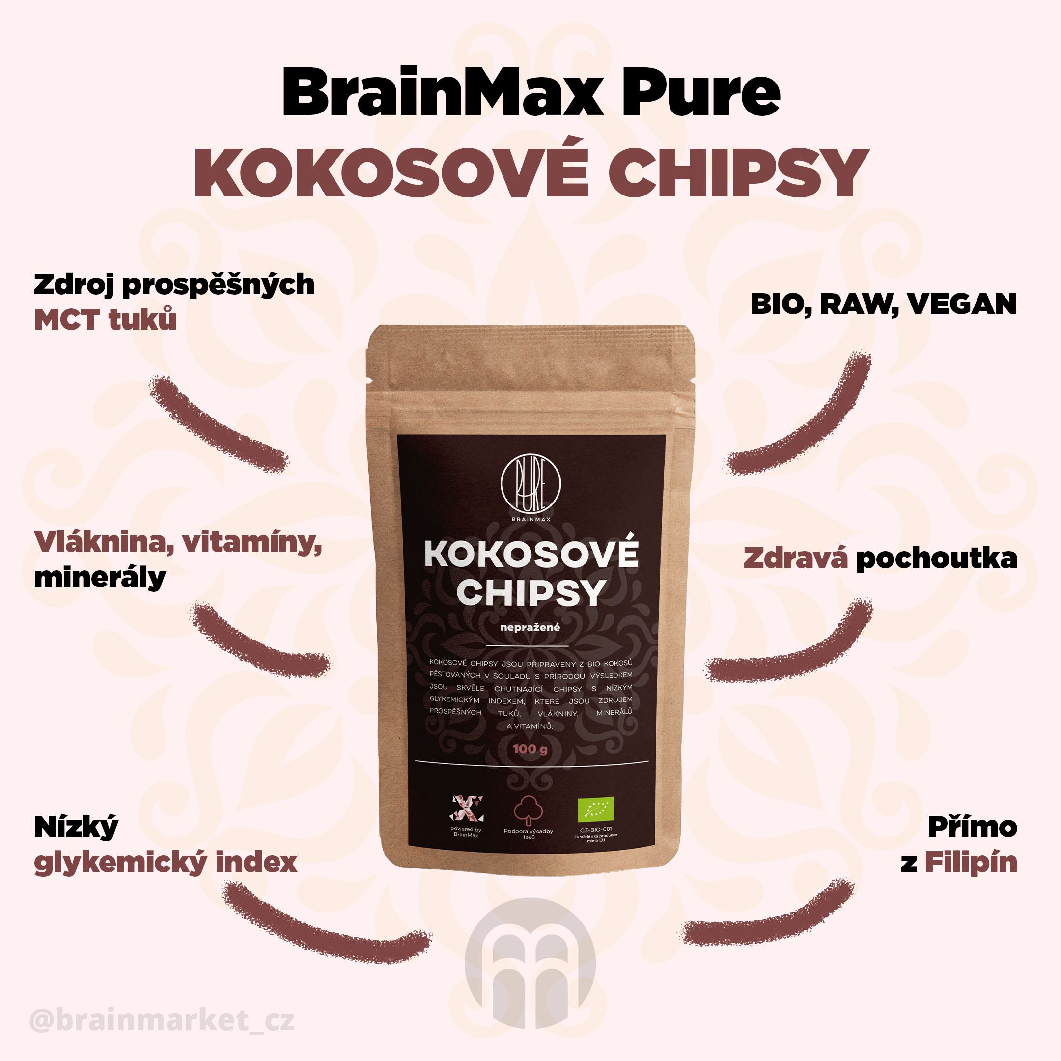 BrainMax pure Kokosové chipsy - BrainMarket.cz