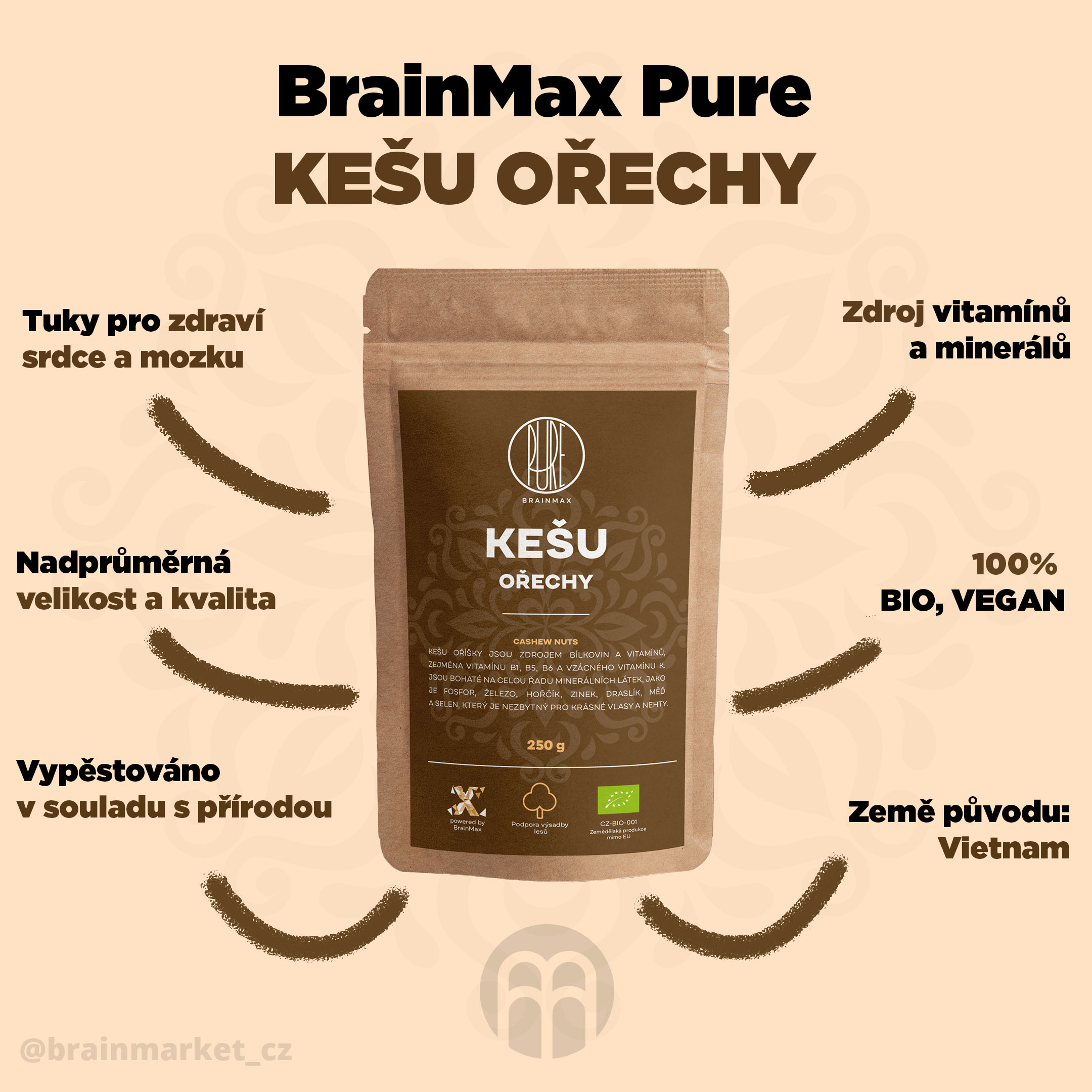 BrainMax Pure Kešu ořechy - BrainMarket.cz