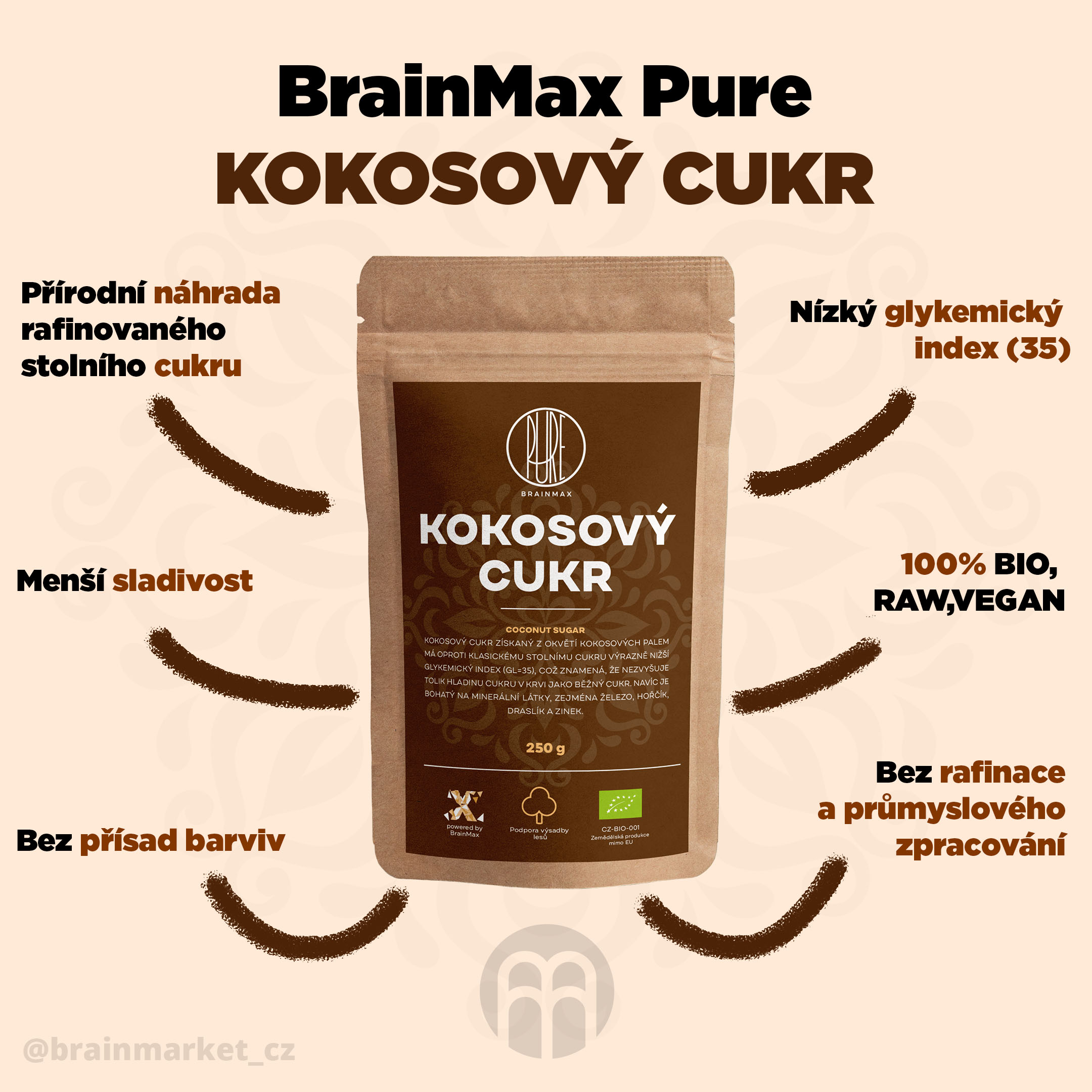 BrainMax Pure Kokosový cukr - BrainMarket.cz