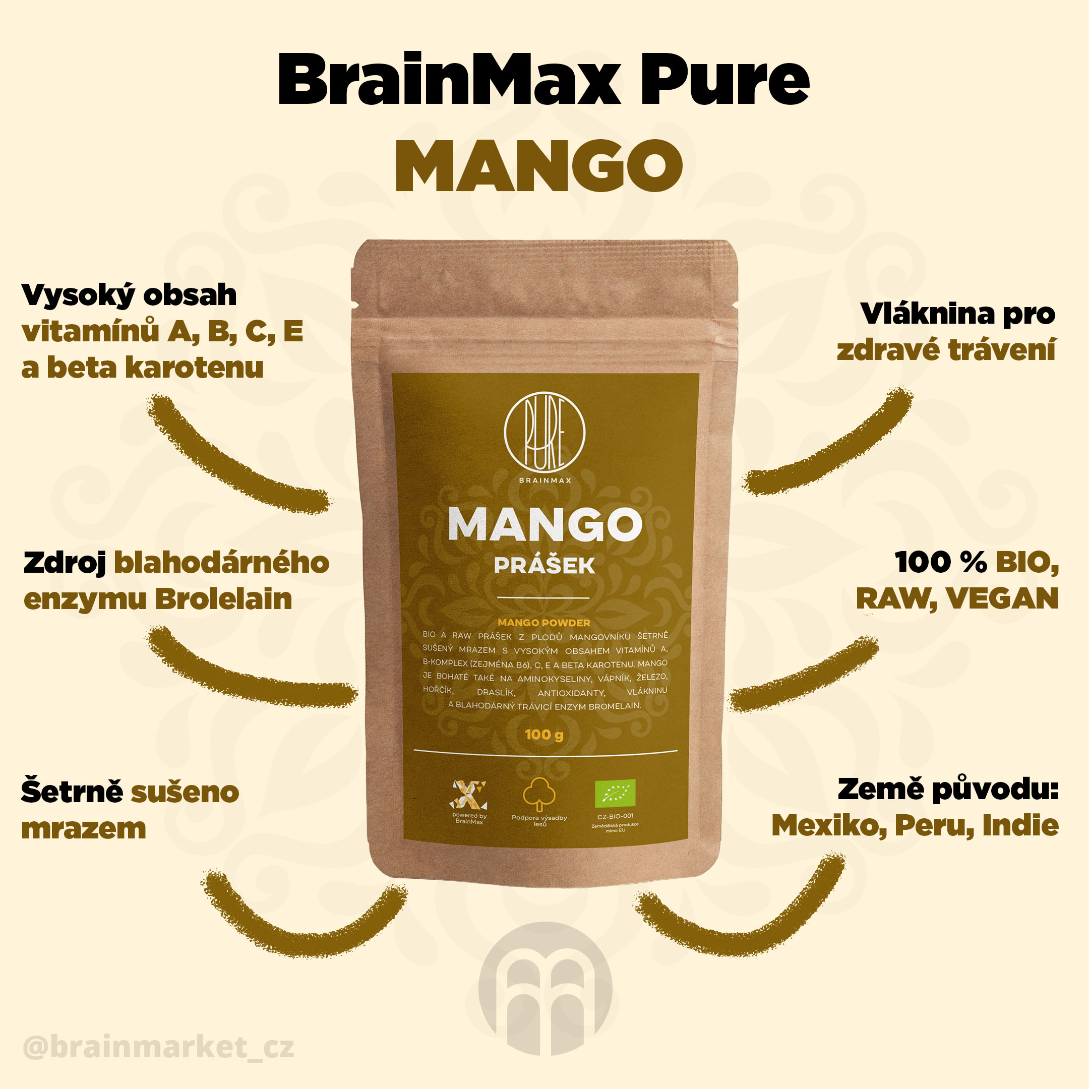 BrainMax Pure Mango BIO prášek
