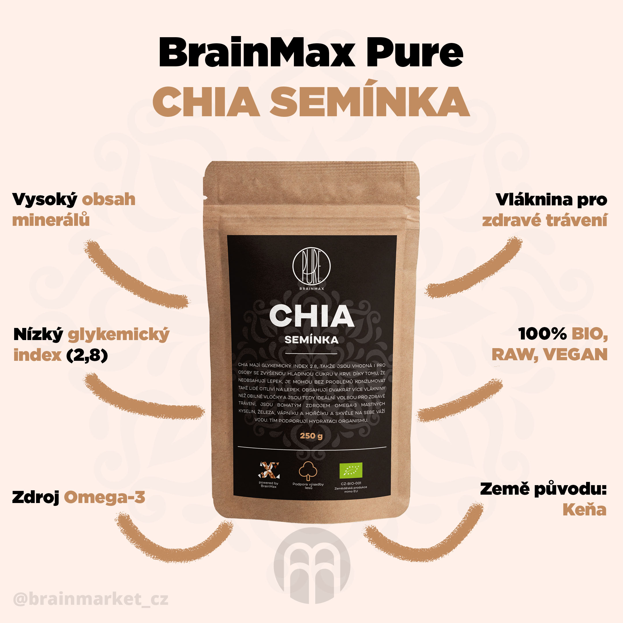 BrainMax Pure Chia semínka BIO - BrainMarket.cz