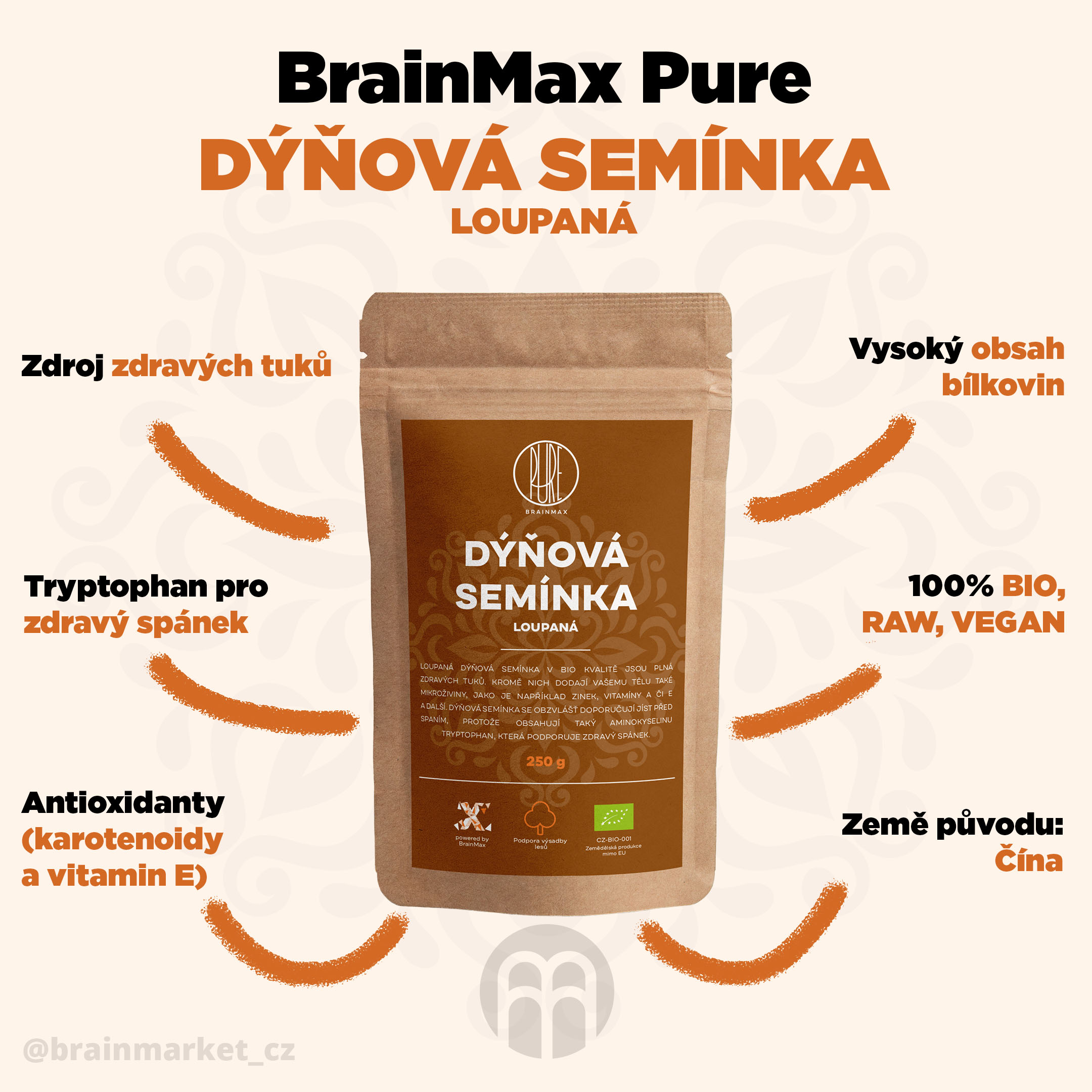 BrainMax Pure Dýňová semínka - BrainMarket.cz