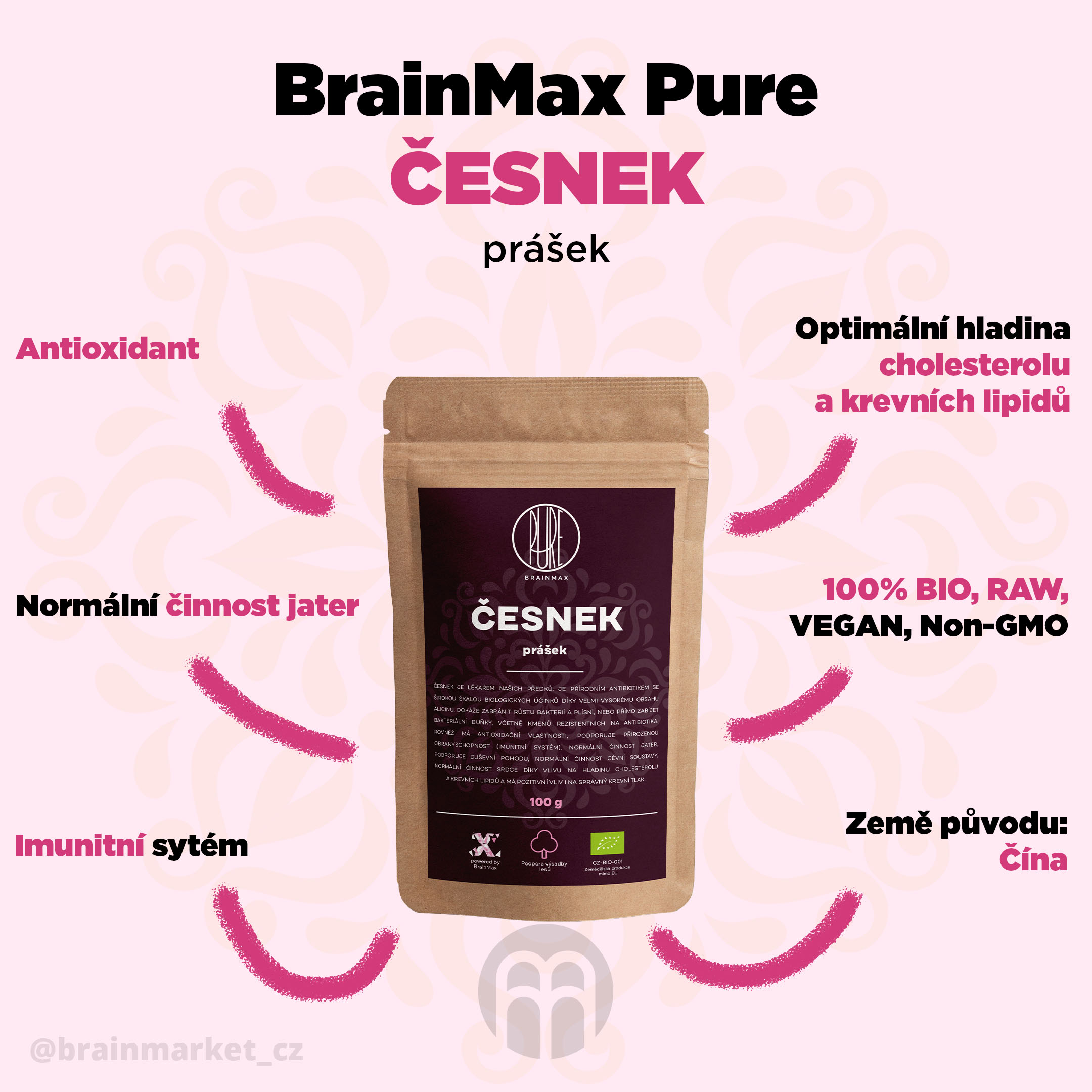 BrainMax Pure Česnek, prášek - BrainMarket.cz