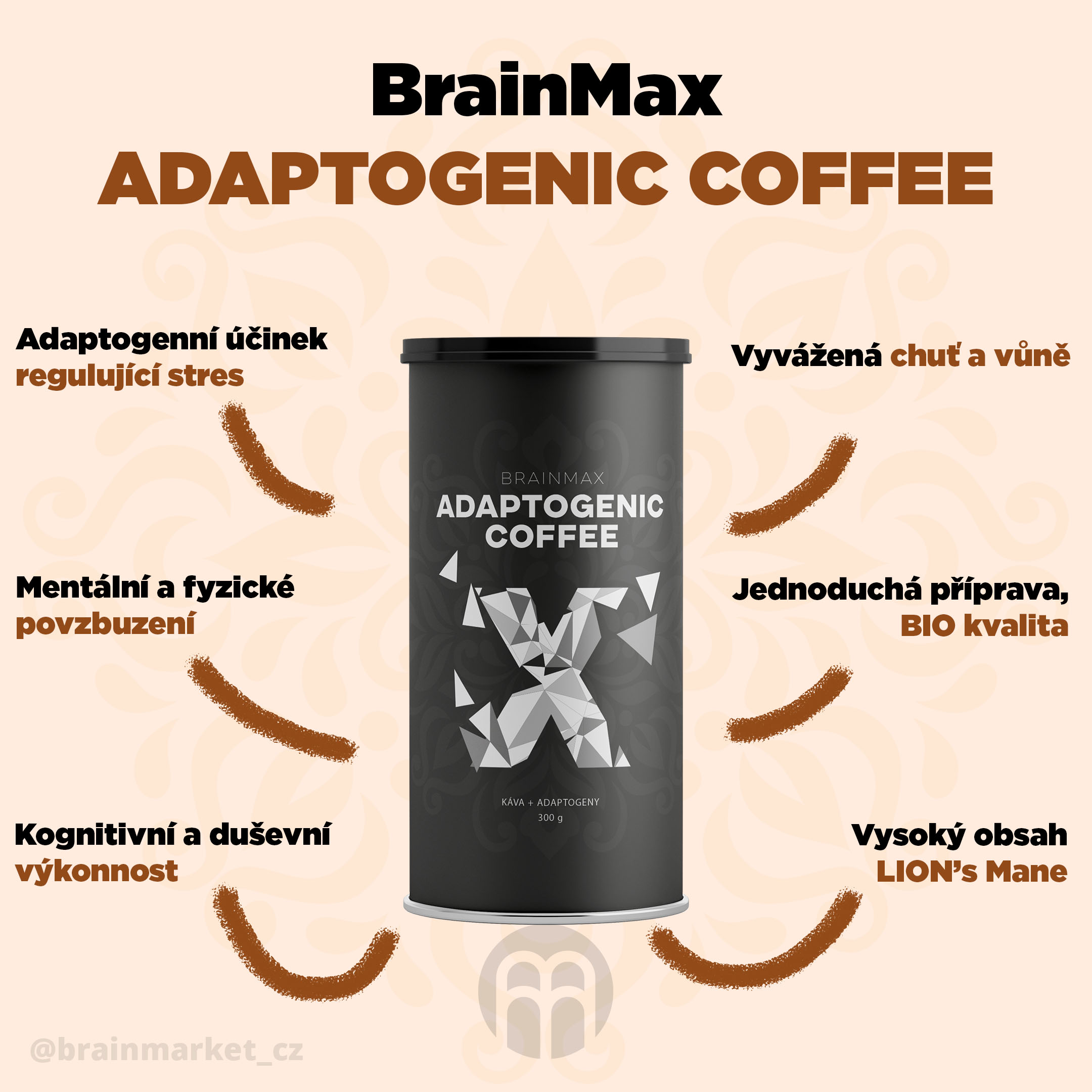 BrainMax Adaptogenic Coffee, BIO, 300g - BrainMarket.cz