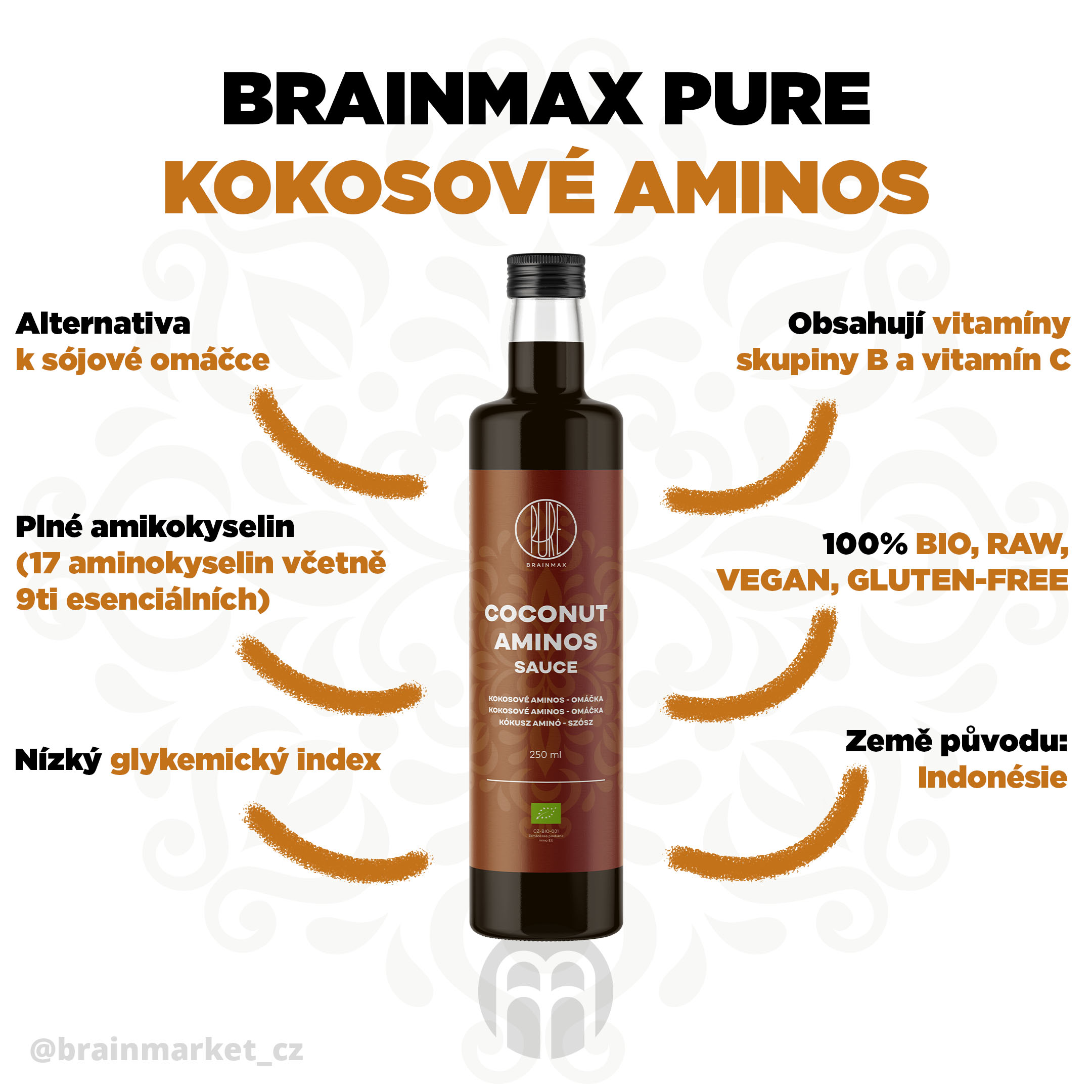 brainmax pure kokos aminos infografika brainmarket CZ